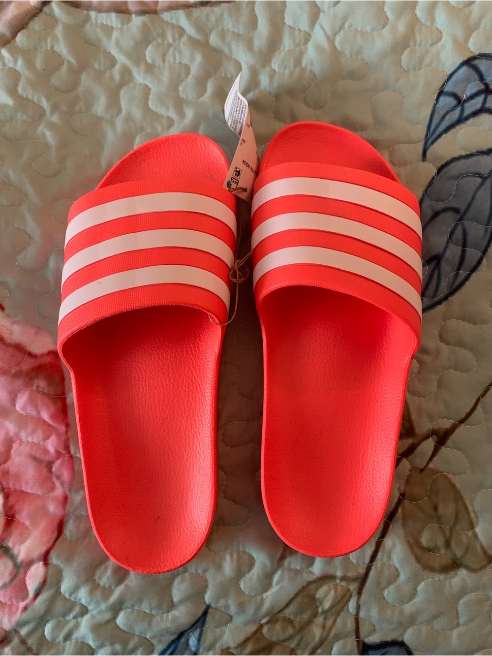 adidas Coral Slide Sandals with White Stripes